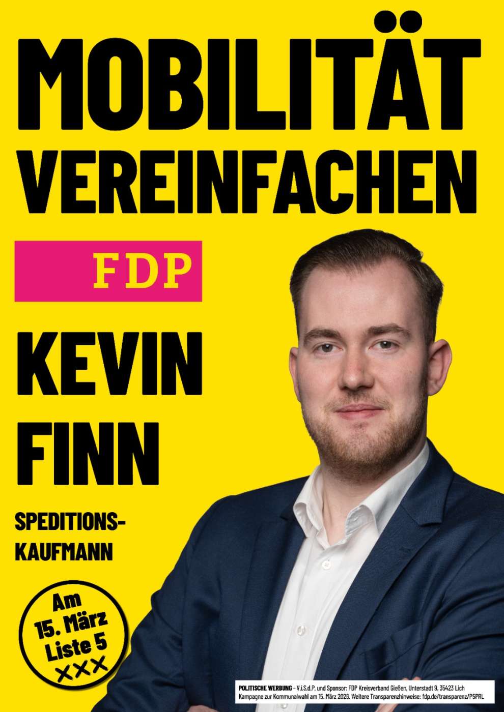 Kevin Finn - Mobilität vereinfachen - Am 15. März Liste 5