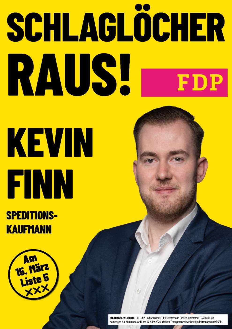 Kevin Finn - Schlaglöcher raus - Am 15. März Liste 5