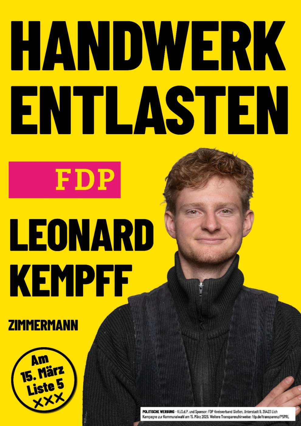 Leonard Kempff - Handwerk entlasten - Am 15. März Liste 5