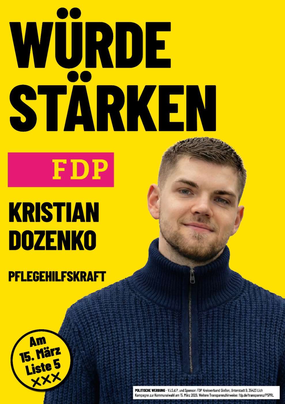 Kristian Dozenko - Würde stärken - Am 15. März Liste 5